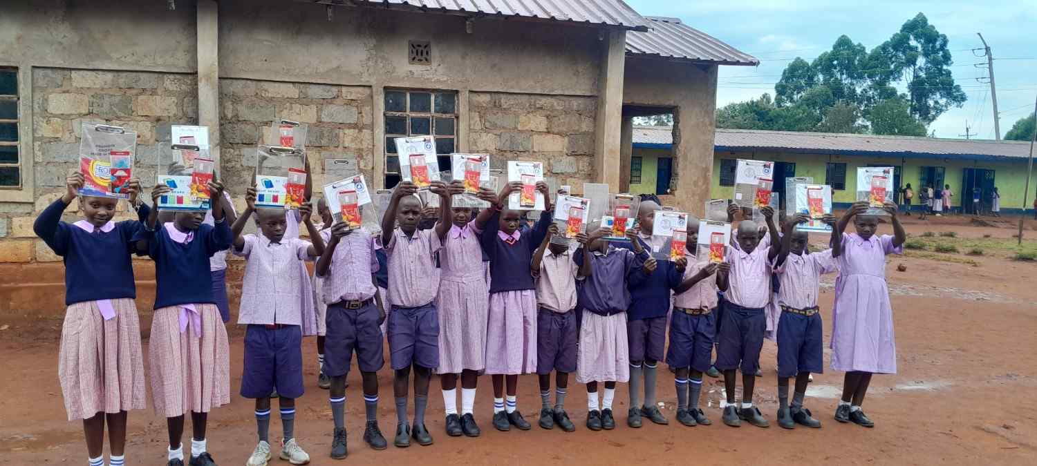 Children with new Bibles