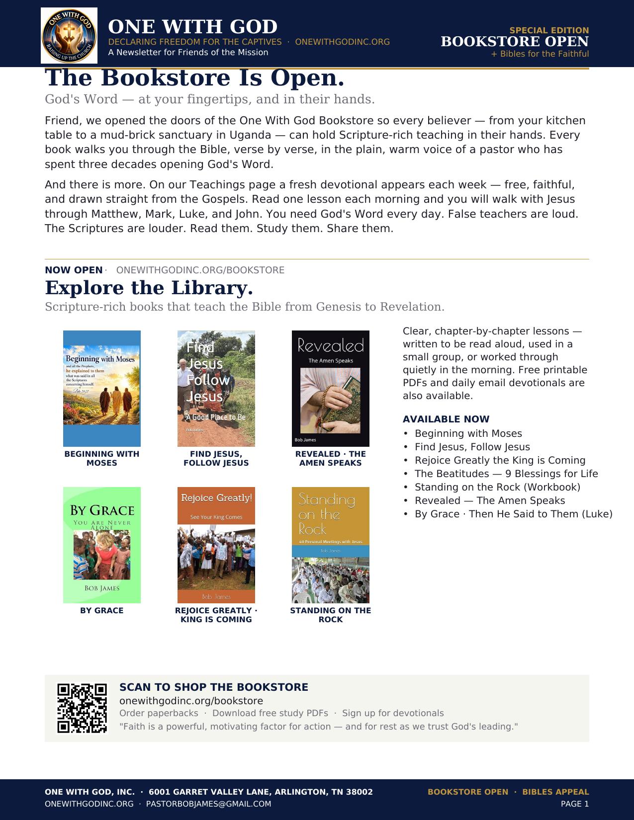 Summer 2026 Newsletter page 1 — Word of God special edition